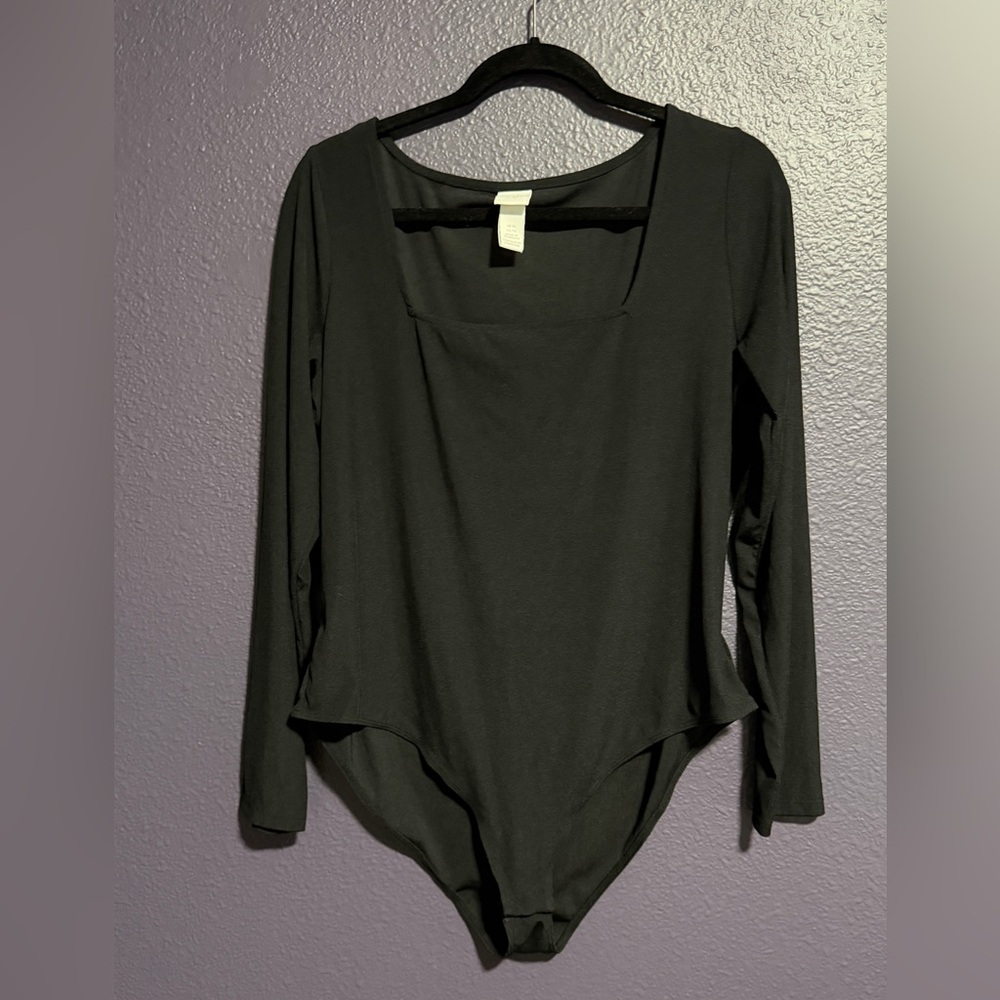 H&M Classic Squareneck Black Long Sleeve Bodysuit
